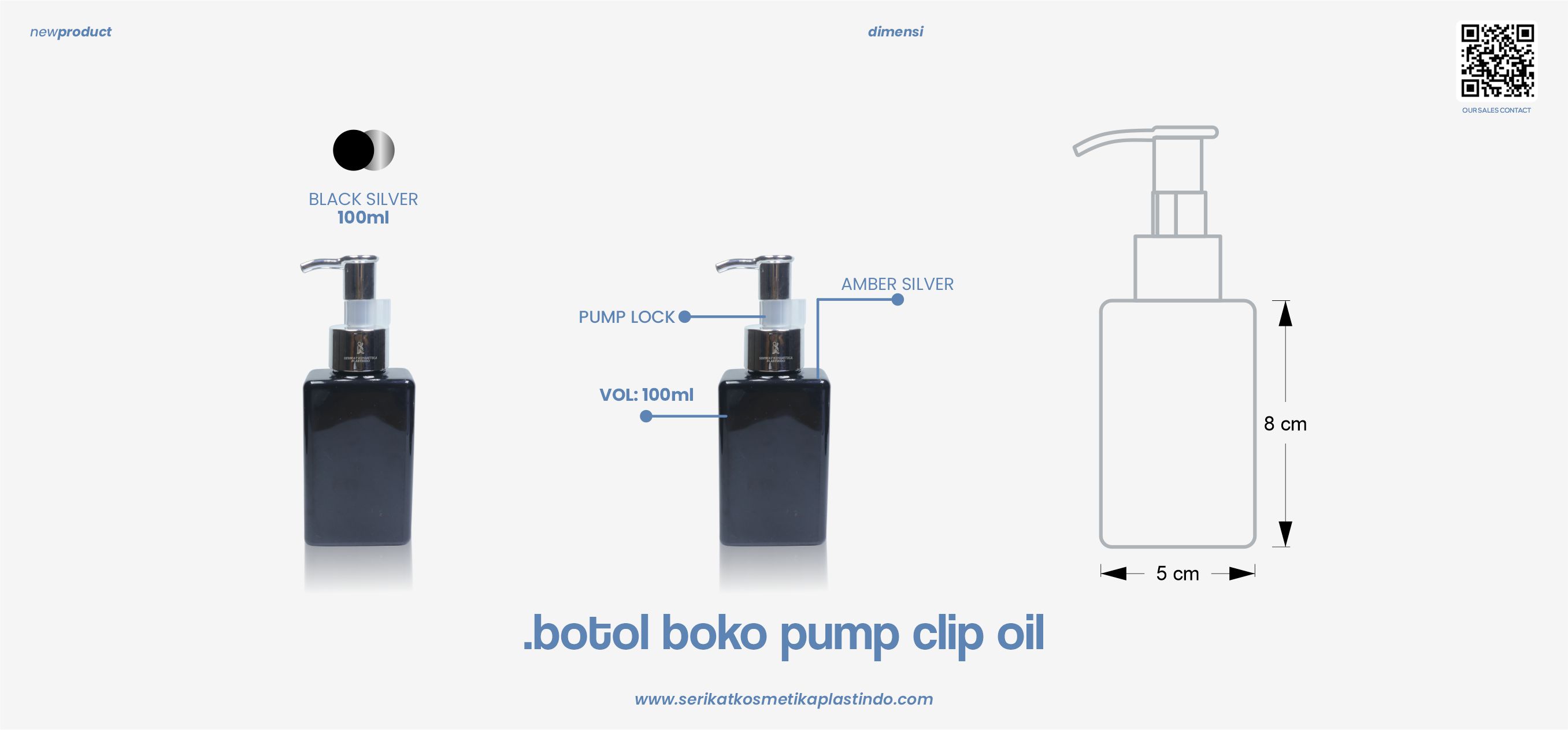 Botol Boko Black Pump Clip Oil Silver