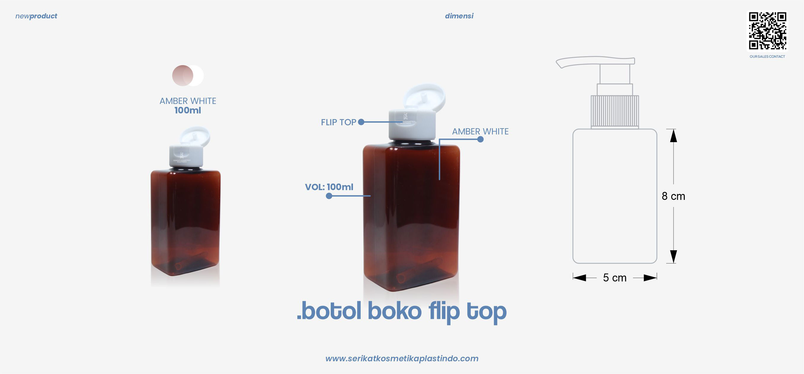 Botol Boko Amber Flip Top White