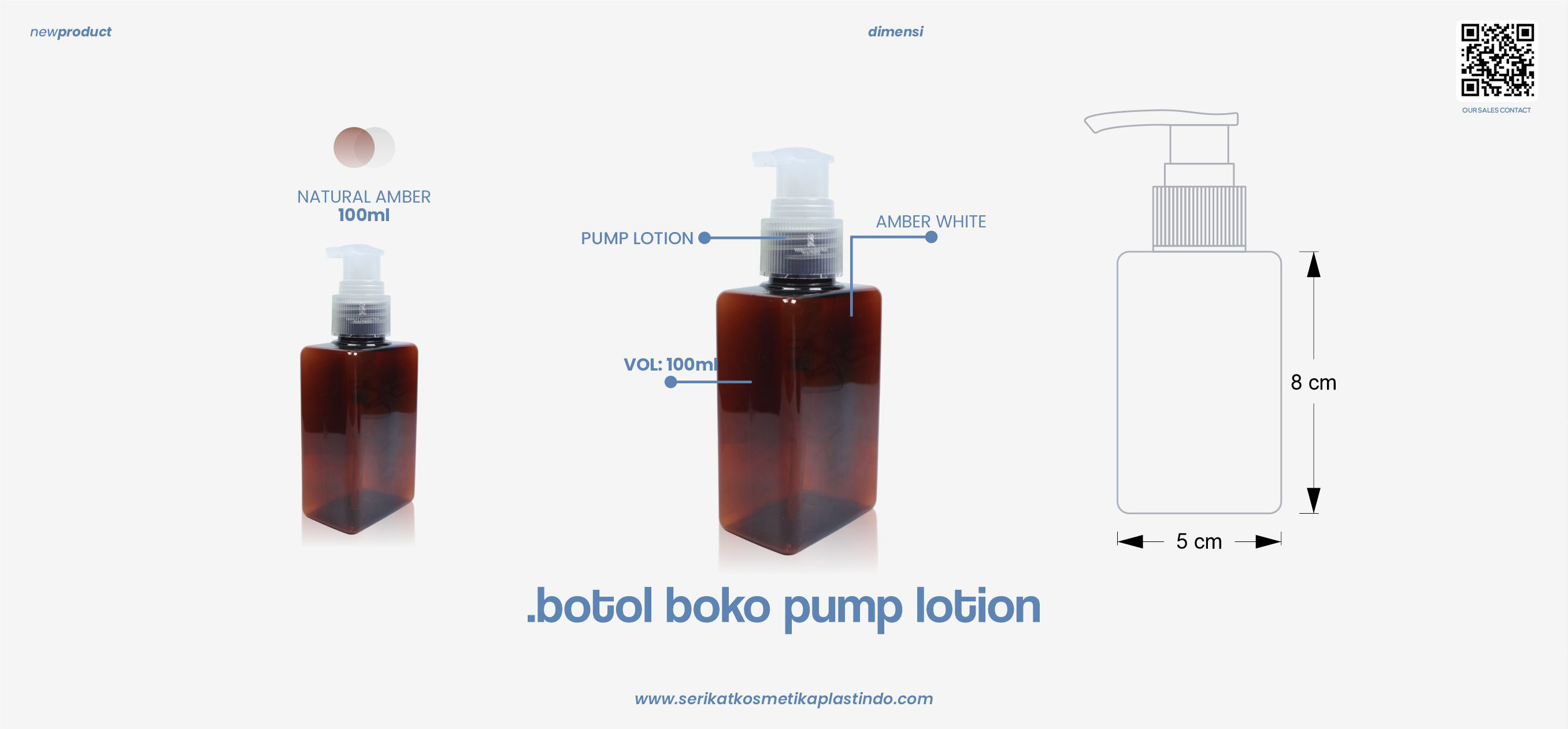 Botol Boko Amber Pump Lotion Transparant