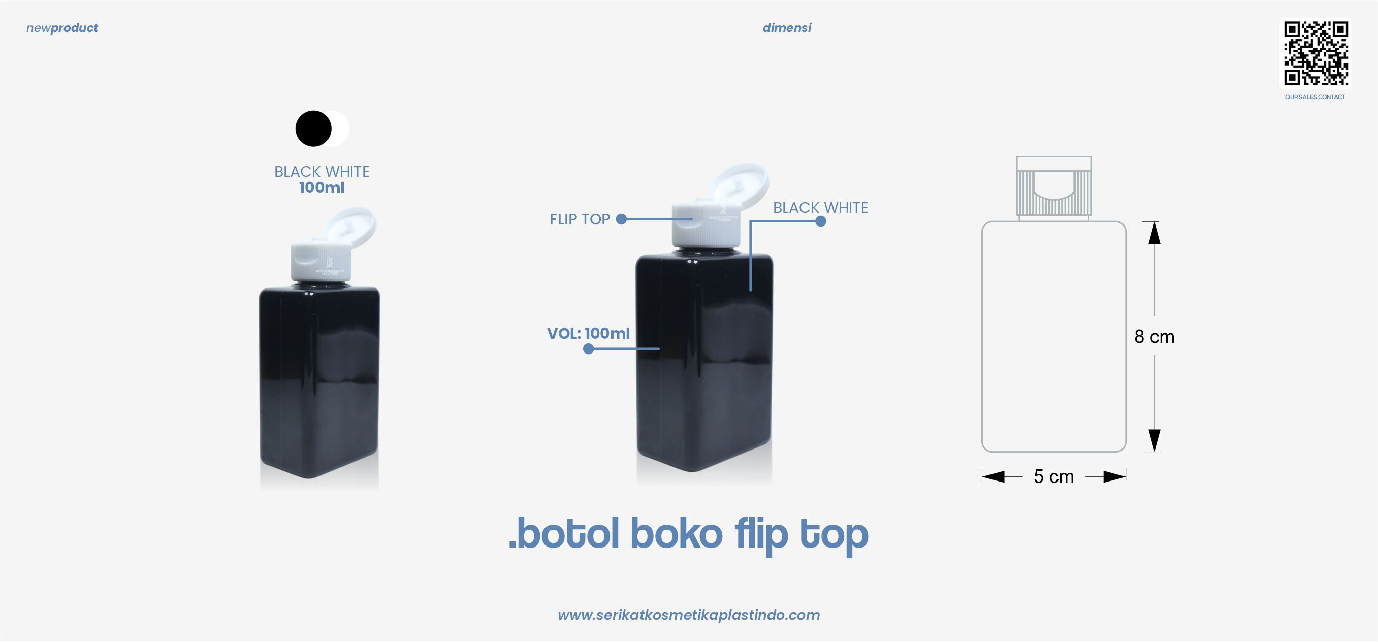 Botol Boko Black Flip Top White
