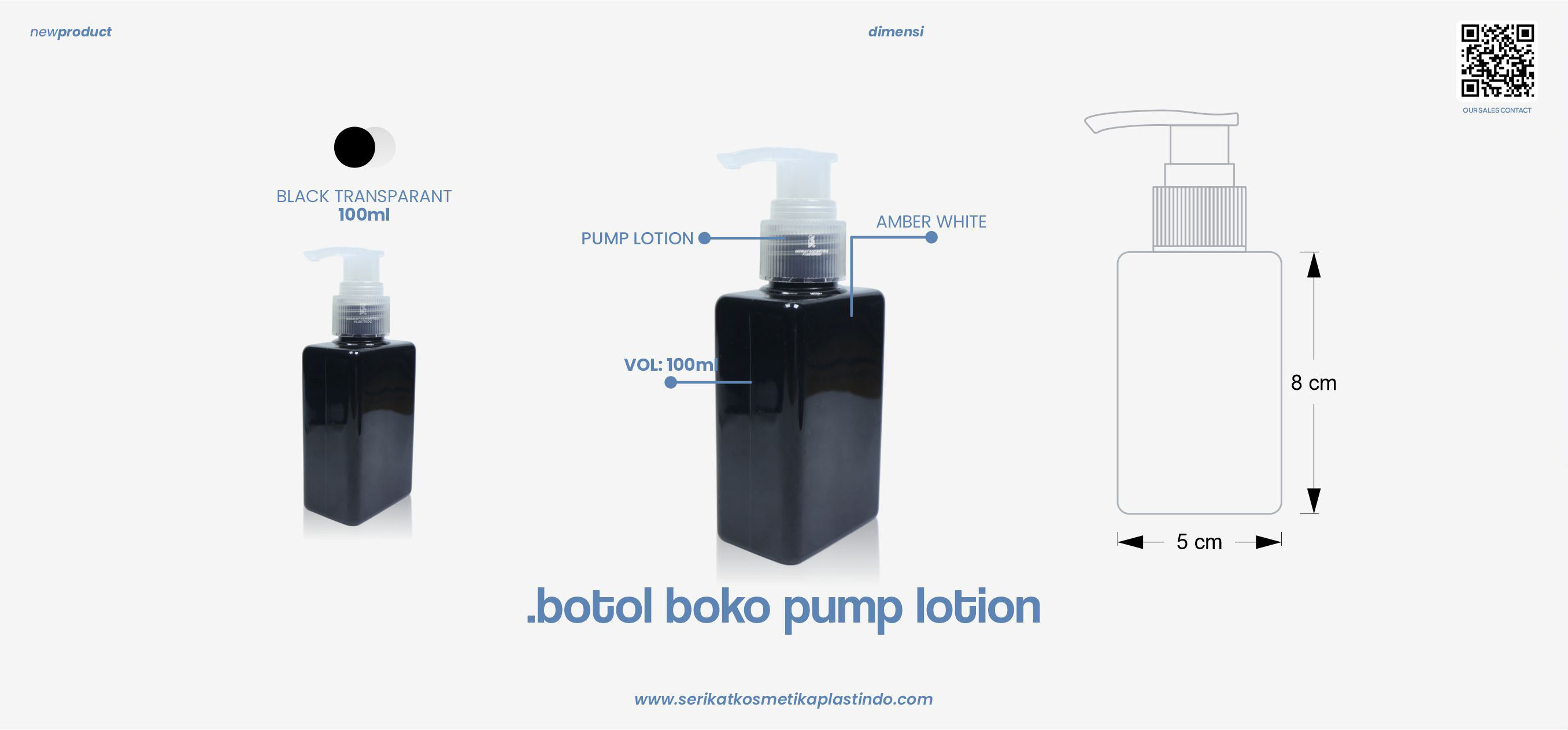 Botol Boko Black Pump Lotion Transparant