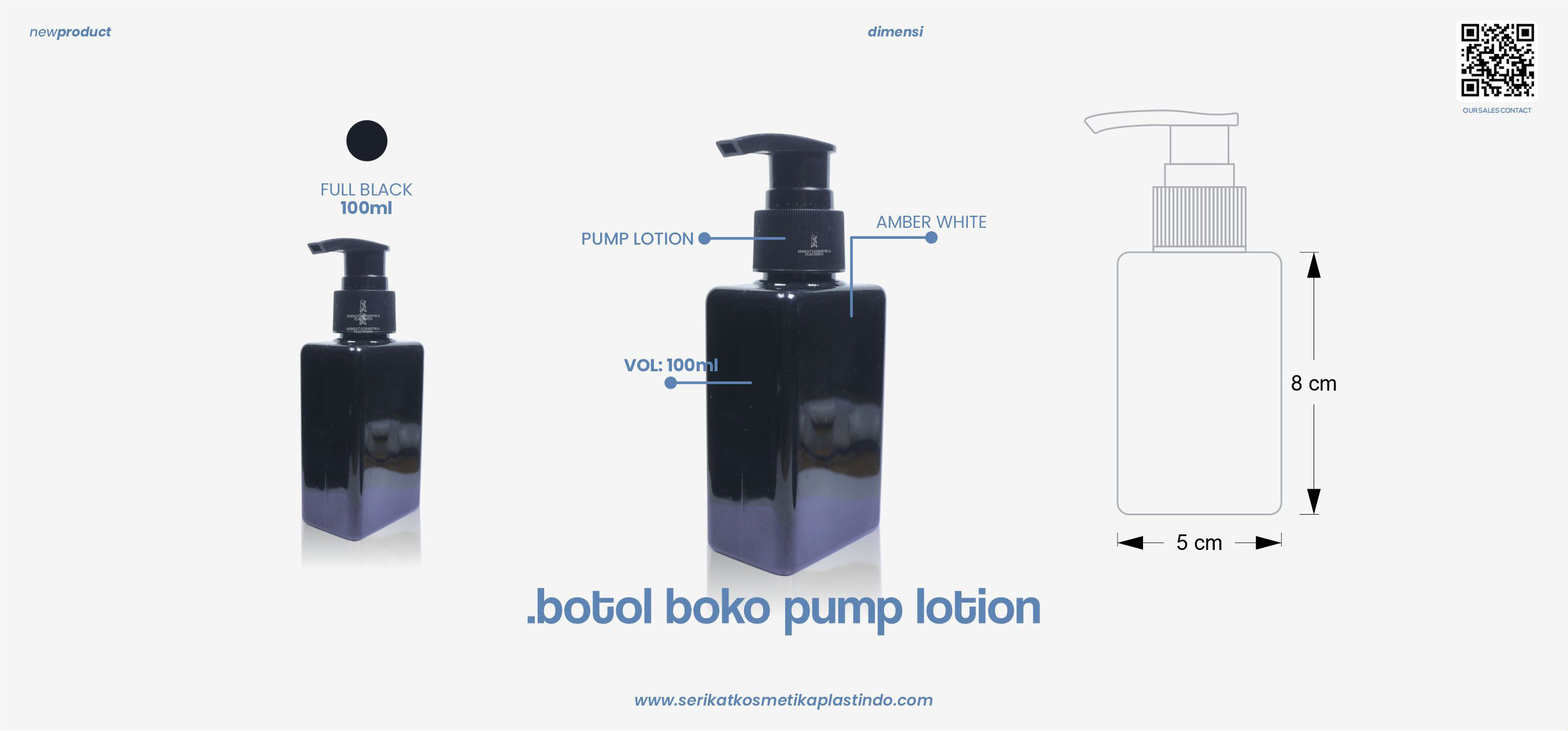 Botol Boko Pump Lotion Full Black