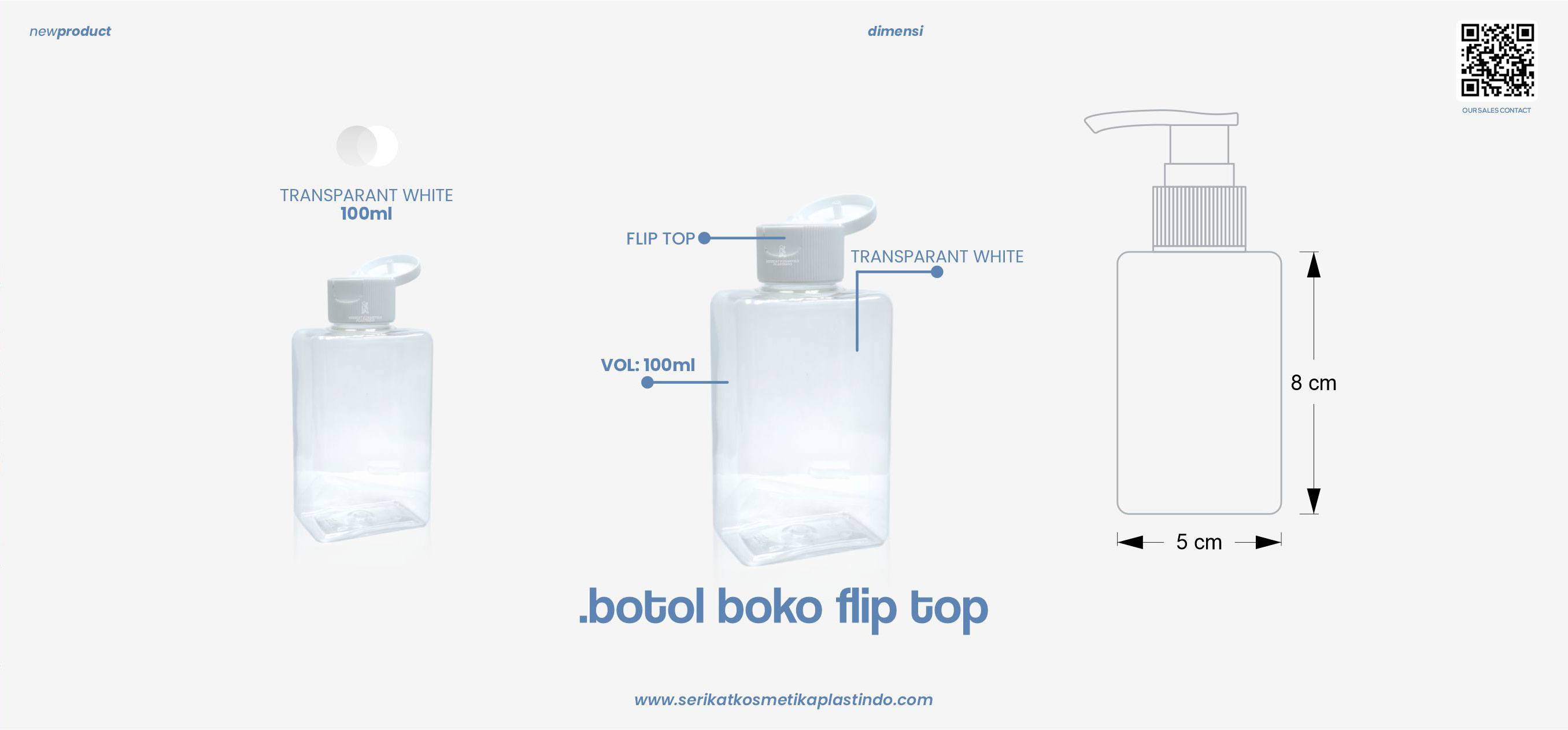 Botol Boko Transparant Flip Top White