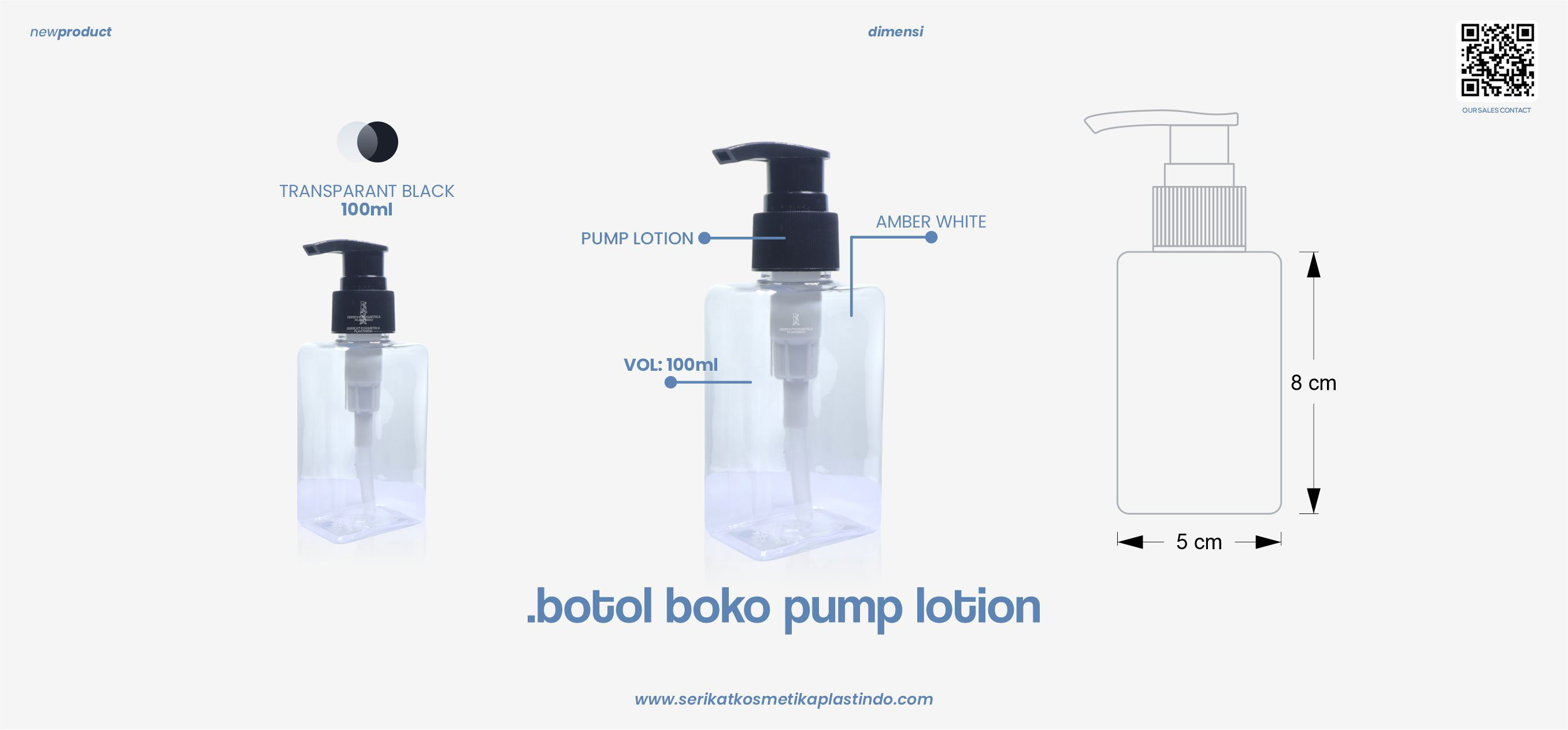 Botol Boko Transparant Pump Lotion Black