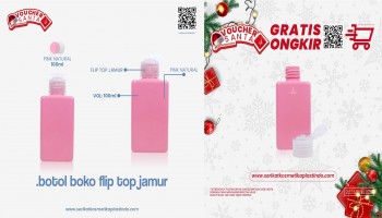 Botol Boko Pink Flip Top Jamur Natural 