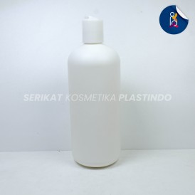 BOTOL HDPE ROUND 500 ML PUTIH TUTUP PRESSTOP PUTIH