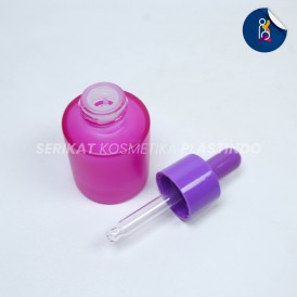 BOTOL PIPET KACA LEBAR 20ML UNGU TUA FROSTED