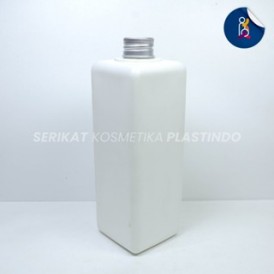 BOTOL ULIR HDPE KOTAK 500 ML TUTUP ULIR ALUMUNIUM N24