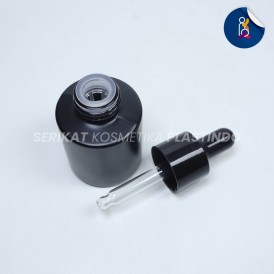 BOTOL PIPET KACA LEBAR 20ML HITAM SOLID