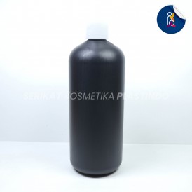 BOTOL HDPE ROUND 500 ML HITAM TUTUP PRESSTOP PUTIH