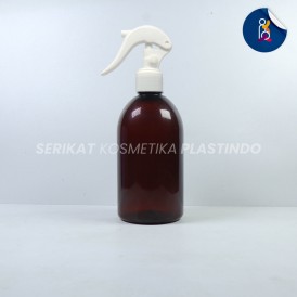 BOTOL OVAL 250ML AMBER TUTUP SPRAY TRIGGER BEBEK PUTIH