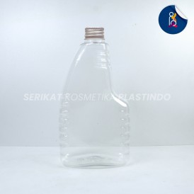BOTOL KISPRAY 500ML CLEAR TUTUP ULIR ALUMUNIUM SILVER