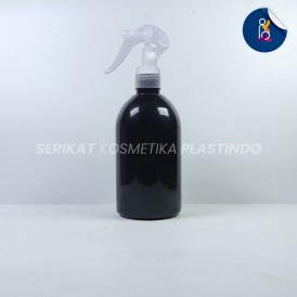 BOTOL OVAL 250ML HITAM TUTUP SPRAY TRIGGER BEBEK NATURAL