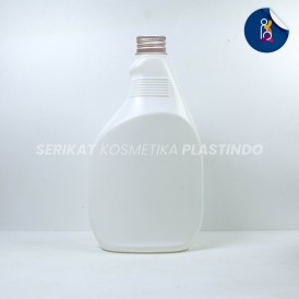 BOTOL KISPRAY 500ML PUTIH TUTUP ULIR ALUMUNIUM SILVER