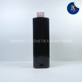 BOTOL HOLI KOTAK 500ML HITAM TUTUP ULIR ALUMUNIUM SILVER