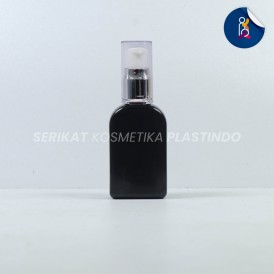BOTOL CAREX 30ML HITAM TUTUP PUMP TREATMENT FULLCAP SILVER