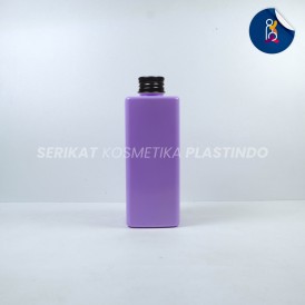 BOTOL HOLI KOTAK 250ML UNGU PET TUTUP ULIR ALUMUNIUM HITAM N24