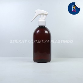 BOTOL OVAL 250ML AMBER TUTUP SPRAY TRIGGER BURUNG PUTIH