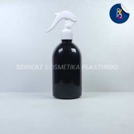 BOTOL OVAL 250ML HITAM TUTUP SPRAY TRIGGER BEBEK PUTIH