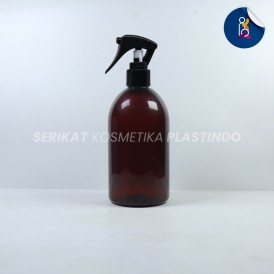 BOTOL OVAL 250ML AMBER TUTUP SPRAY TRIGGER BURUNG HITAM