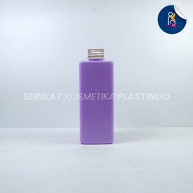 BOTOL HOLI KOTAK 250ML UNGU PET TUTUP ULIR ALUMUNIUM SILVER N24