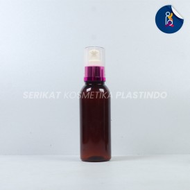 BOTOL BR 100ML AMBER TUTUP PUMP TREATMENT FULLCAP PINK