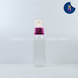 BOTOL BR 100ML CLEAR TUTUP PUMP TREATMENT FULLCAP PINK