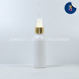 BOTOL BR 100ML PUTIH TUTUP PUMP TREATMENT HALFCAP RING GOLD