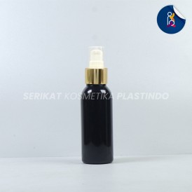 BOTOL BR 100ML HITAM TUTUP PUMP TREATMENT HALFCAP RING GOLD